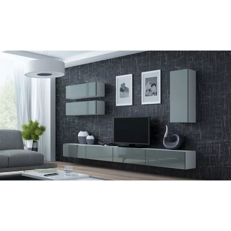 Cama TV-alus VIGO 140 30/140/40 valge/hall läikiv