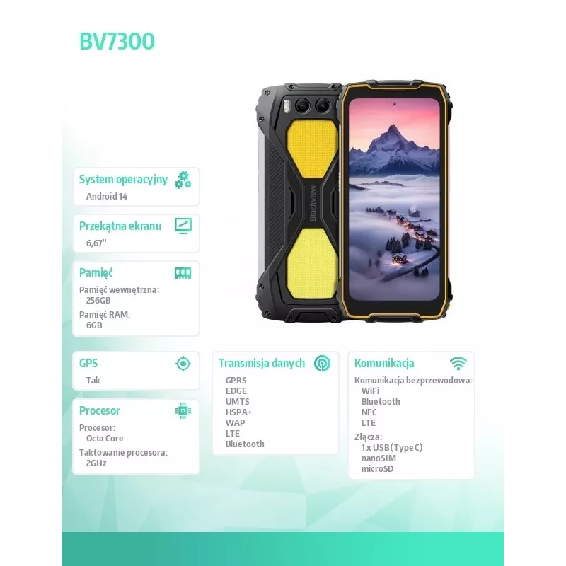 Nutitelefon Blackview BV7300 6GB/256GB Kollane