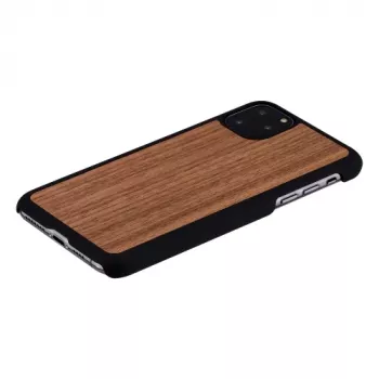 man and wood nutitelefoni ümbris iPhone 11 Pro Max jaoks — must pähkel, puidust seljaosa, kaitsev raam