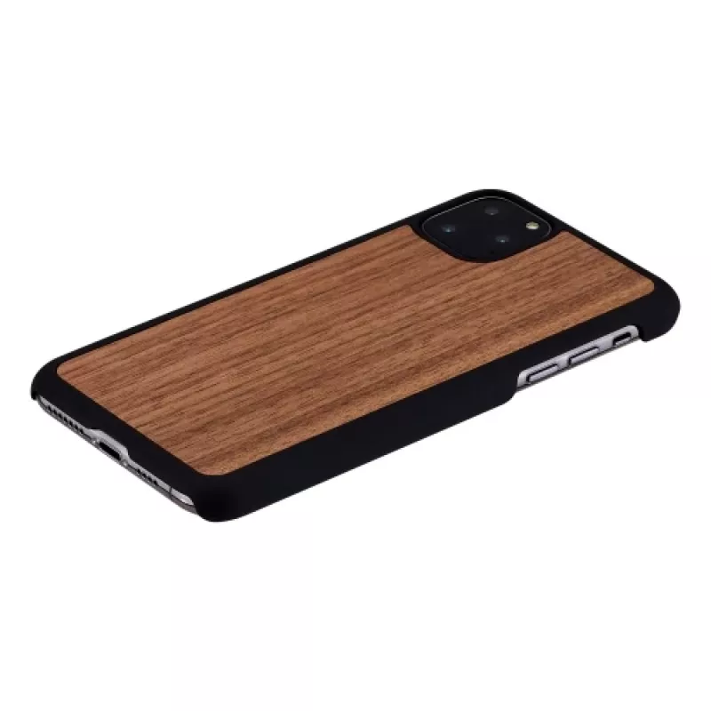 man and wood nutitelefoni ümbris iPhone 11 Pro Max jaoks — must pähkel, puidust seljaosa, kaitsev raam