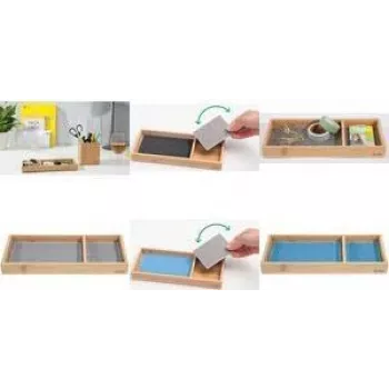 Pliiatsihoidja sigel Eyestyle Bamboo helehall/must 2 tekstiilvoodriga