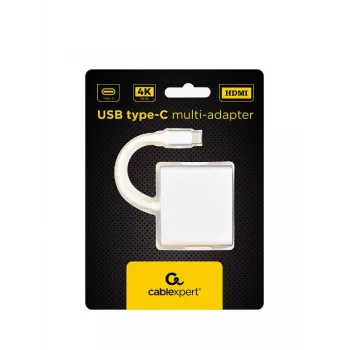 USB-graafikaadapter GEMBIRD A-CM-HDMIF-02-SV, HDMI-väljund, kuni 3840×2160, hõbedane, 58,5×51×11,6 mm