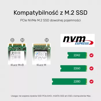 SSD-korpus Unitek S1206A kahele M.2 NVMe PCIe Gen3 x4 kettale, USB 3.2 Gen 2 (10 Gbit/s), alumiinium, USB-C, sisaldab toiteplokki
