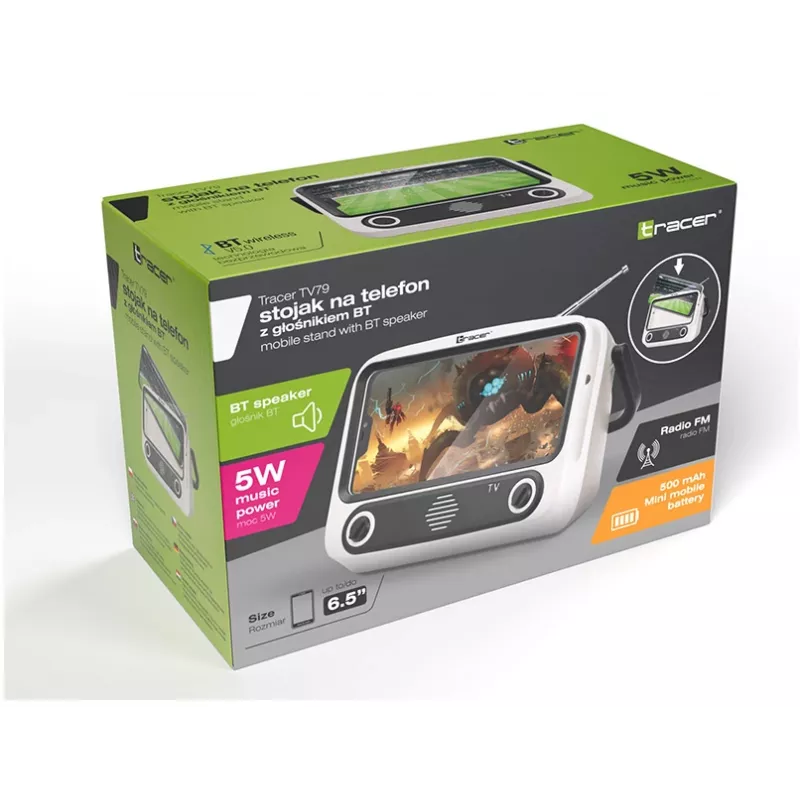 Mobiilialus TRACER T-MLX48046 Bluetooth-kõlariga, reguleeritav telefoni/tahvelarvuti hoidik