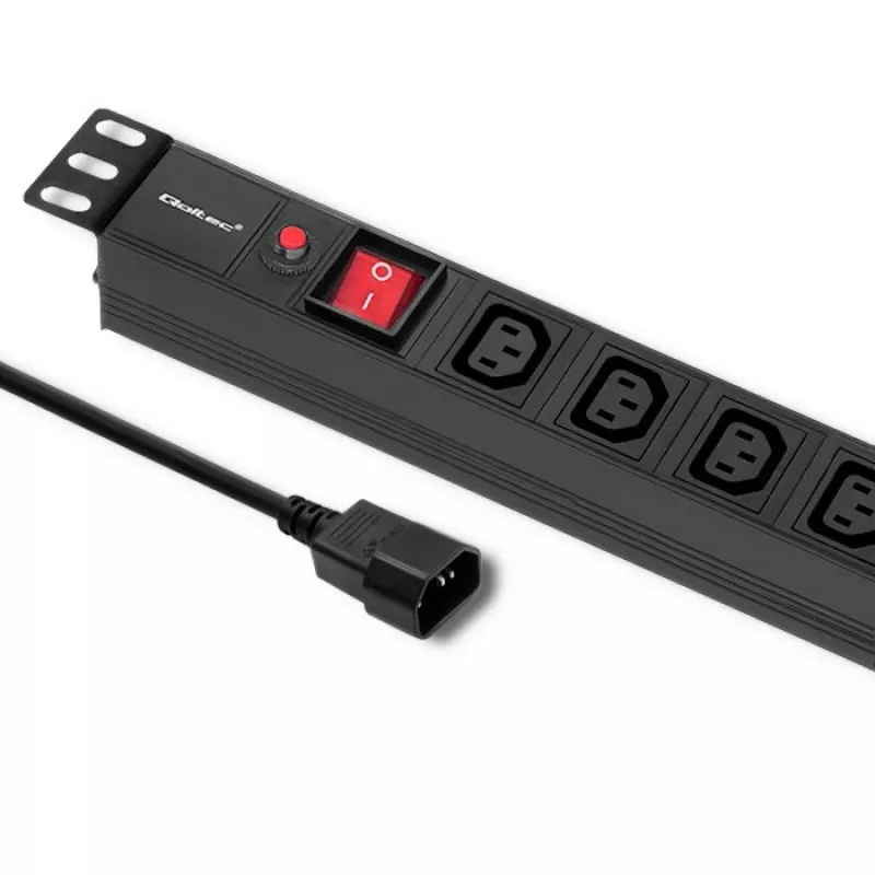 Qoltec 53998 Toitejaotur RACK 19 jaoks | 1U | 10A | PDU | 8xIEC C13 | 2m