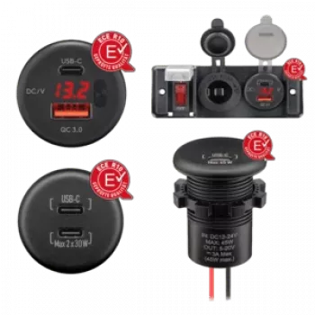RAM-kinnituse paigaldatav laadija paljaste juhtmeotstega USB-A/USB-C (560001)