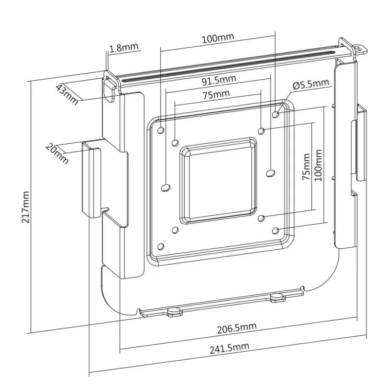 Seina/monitori kinnitus MACLEAN MC-473 VESA 75x75 100x100 ühildub Mac Miniga (2014 ja hilisemad)