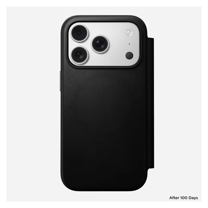 Mobiiltelefoni nahast foliokaas Nomad Modern Leather Folio Cover iPhone 17 Pro jaoks, 16 cm (6,3 tolli), must, 4 kaarditaskuga