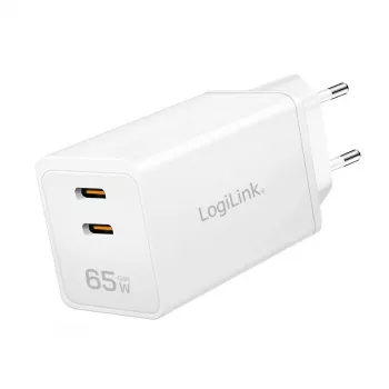 Kahe USB-pistikupesa adapter 65W, 2xUSB-C, valge