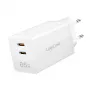 Kahe USB-pistikupesa adapter 65W, 2xUSB-C, valge