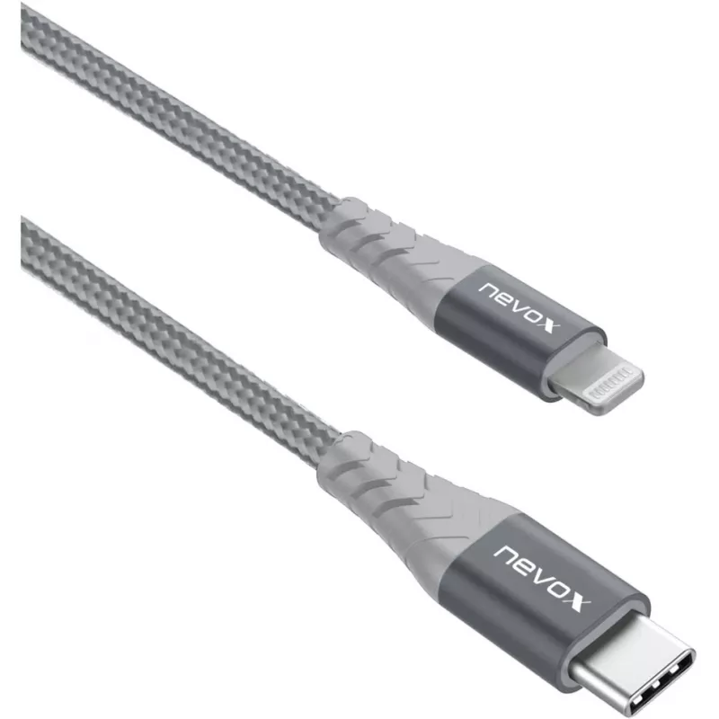 USB 2.0 adapterkaabel, USB-C pistik > Lightning pistik (hõbe/hall, 1 meeter, PD, varjestatud)