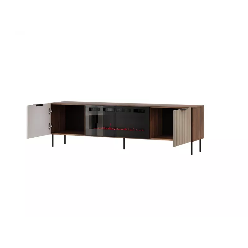TV-kapp Cama Meble ALMERA 180,5×42×52,5 cm pähkel/kašmiir musta kaminaga