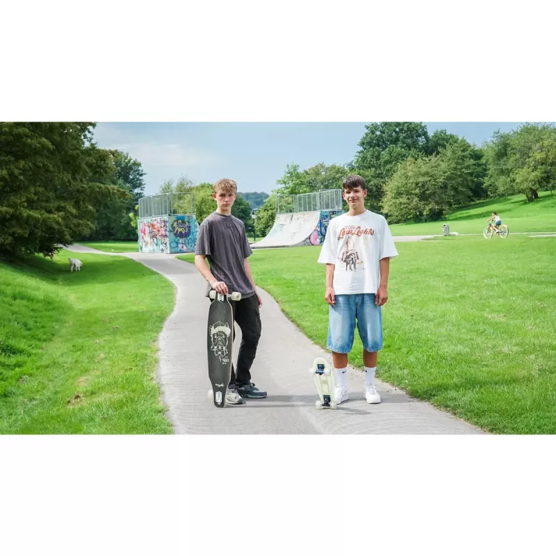 Longboard Muuwmi Lights GLOW ABEC 7 valgusratastega, must/roheline