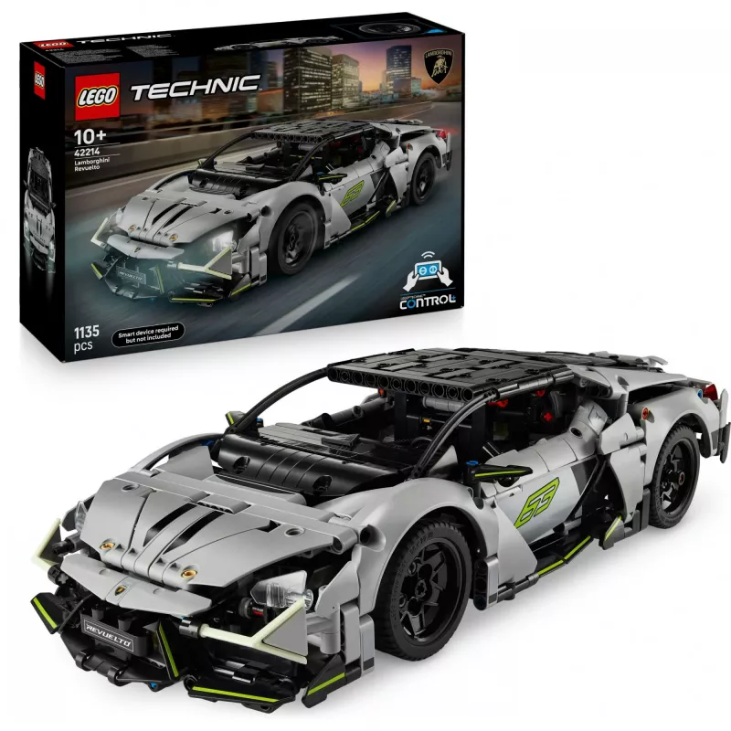 LEGO Technic Supercar Lamborghini Revuelto 42214 — 1:10 mõõtkavas detailne mudelikomplekt, 1135 tükki