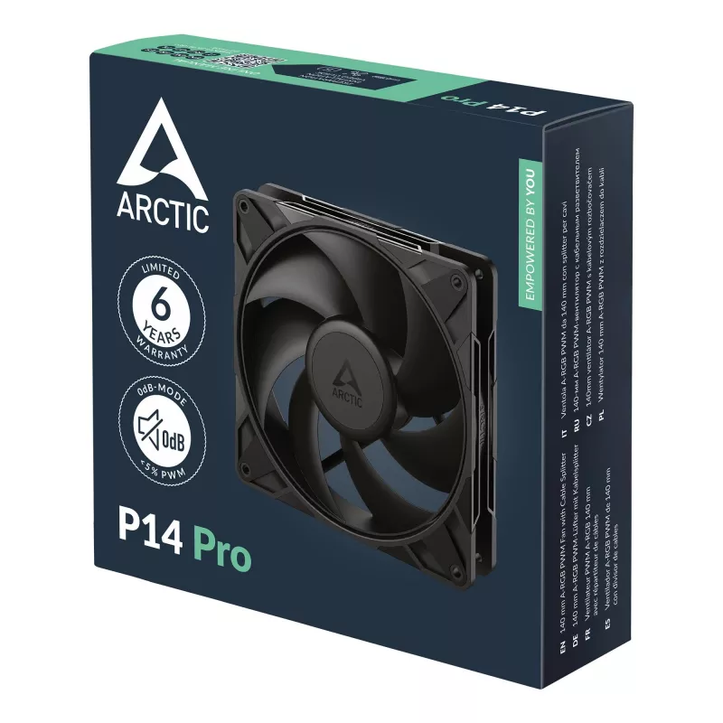 ARCTIC P14 Pro 140 mm PWM ventilaator, Ventilaator, 14 cm, 400 p/min, 2500 p/min, 186 m³/h, Must