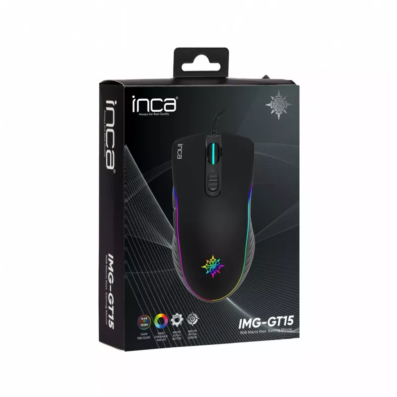 INCA mängurihiir IMG-GT15 4800 DPI. RGB. 7 nuppu. USB. SW jaemüük