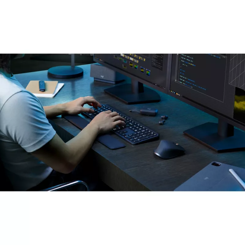 Logitech MX Keys S Combo klaviatuur, hiir kaasas, kontor, RF-juhtmevaba + Bluetooth, QWERTZ, Šveitsi, grafiit