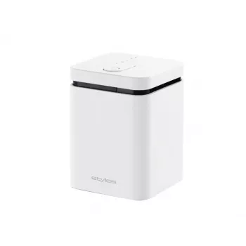Aroomidifuusor Stylies ELARA/Valge — aurustav, kuni 25 m² ruumidele, 2 h taimer, AC/patarei/USB, 1,3 W, 74×74×100 mm