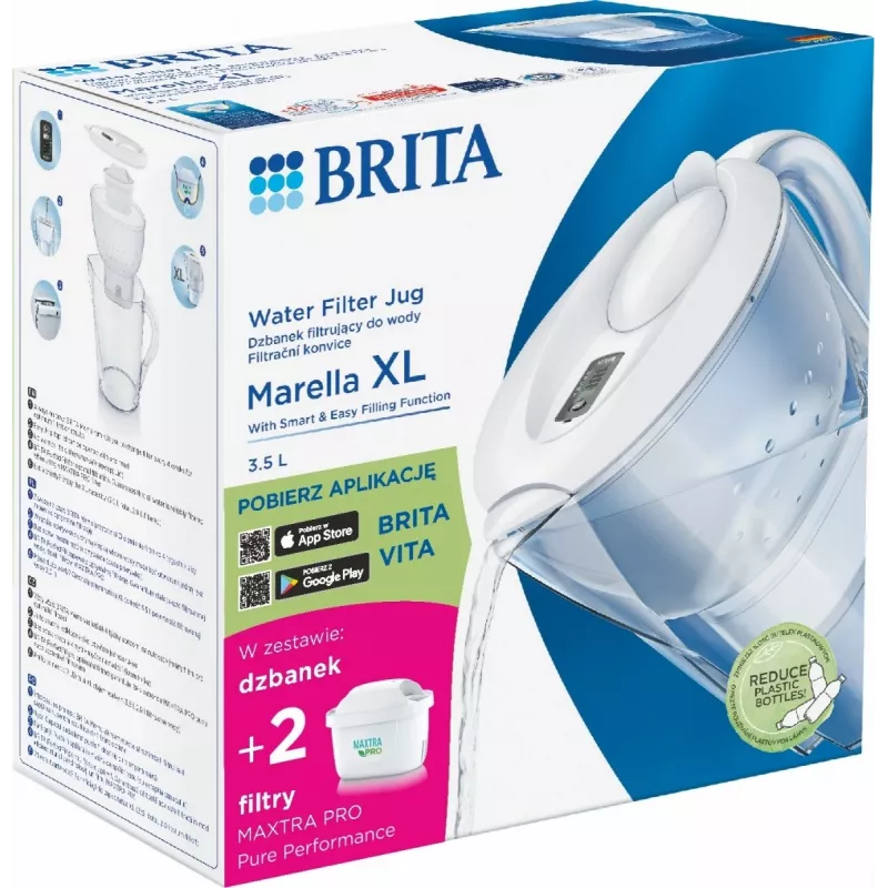Veefiltri kann BRITA Marella XL 3,5 l mahutavusega ja 2 Maxtra+ Pro filtrikassetti