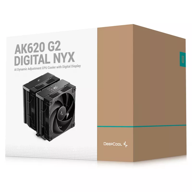 Protsessori õhkjahuti DeepCool AK620 G2 Digital NYX, 120 mm ventilaator, max õhurõhk 2,78 mmH2O, 144×127×159 mm, must