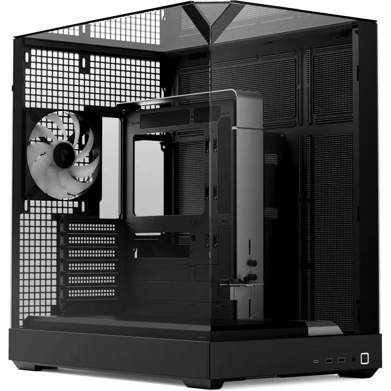 Tornkorpus APNX V2 kolme karastatud klaaspaneeliga, must