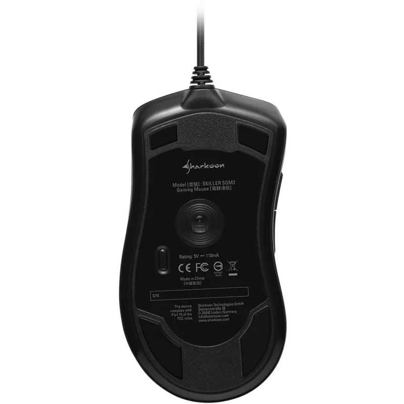 Sharkoon Skiller SGM2 mänguhiir Juhtmega Ergonomiline optiline 6 nuppu Must