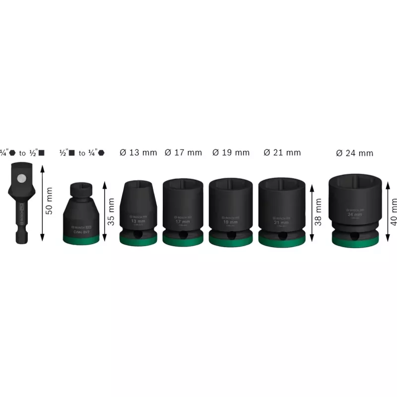 Padrunvõtmete komplekt Bosch Powertools PRO 1/2 tolline 7-osaline must