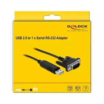 Jadakaabel DeLOCK 66282 Must 1,8 m RS-232 USB Type-A