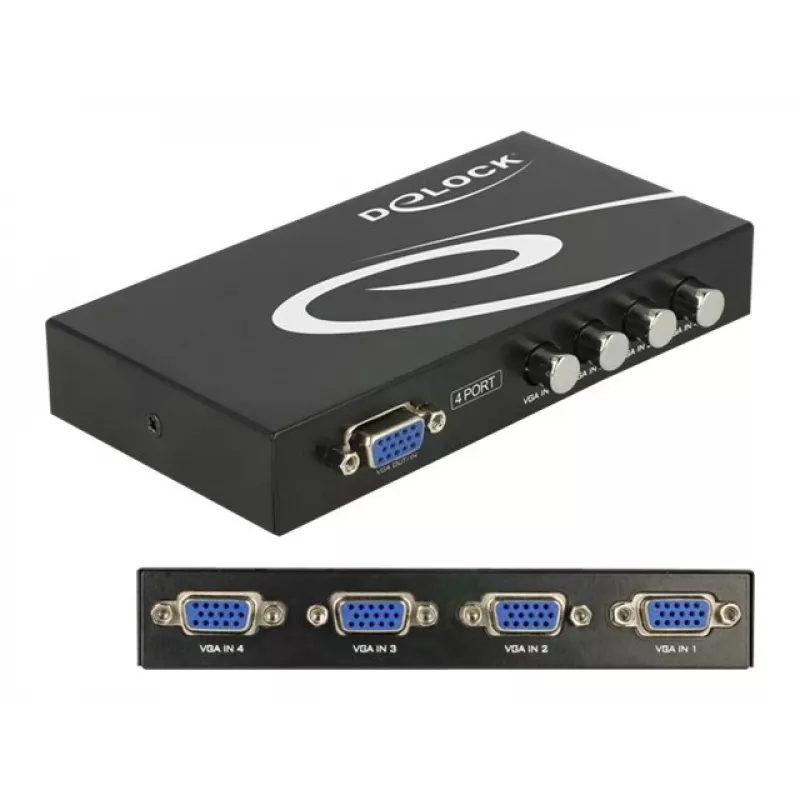 DeLock Switch VGA 4 port manual bidirectional - ekraani lüliti - 4 x VGA - lauaarvuti (87635)