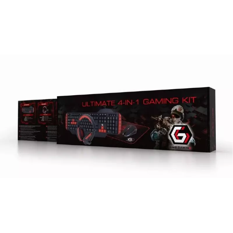 Mänguklaviatuur GEMBIRD GGS-UMG4-02 104-klahviga täissuuruses USB QWERTY USA inglise keel hiirega, must