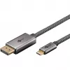 USB-adapterkaabel, USB-C-pistik > DisplayPort-pistik, 4K 60 Hz (must/hõbedane, 1 meeter, punutud kaabel)