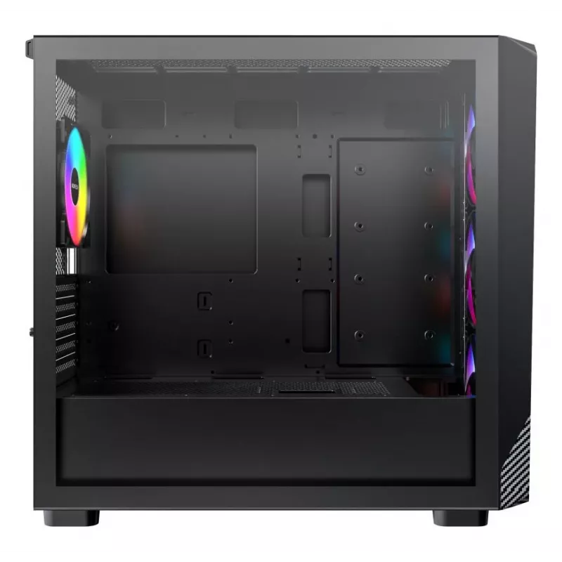 Montech X5M (B) Micro Tower PC-korpus — Micro‑ATX/Mini‑ITX, 3×120 mm ees, 1×120 mm taga, toetab ATX-toiteplokki, 2×3,5-tolline + 4×2,5-tolline, must