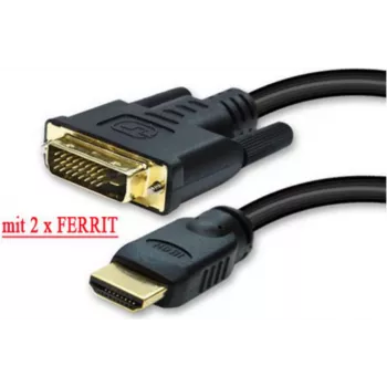 HDMI-DVI-kaabel ShiverPeaks 77483-RE 3,0 m, kullatud, ferriitsüdamikega