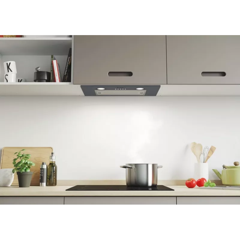 Sisseehitatud õhupuhasti CANDY CBG625/1X, 520 mm laius, 207 m³/h, söefilter, pöördnuppjuhtimine, hõbedane