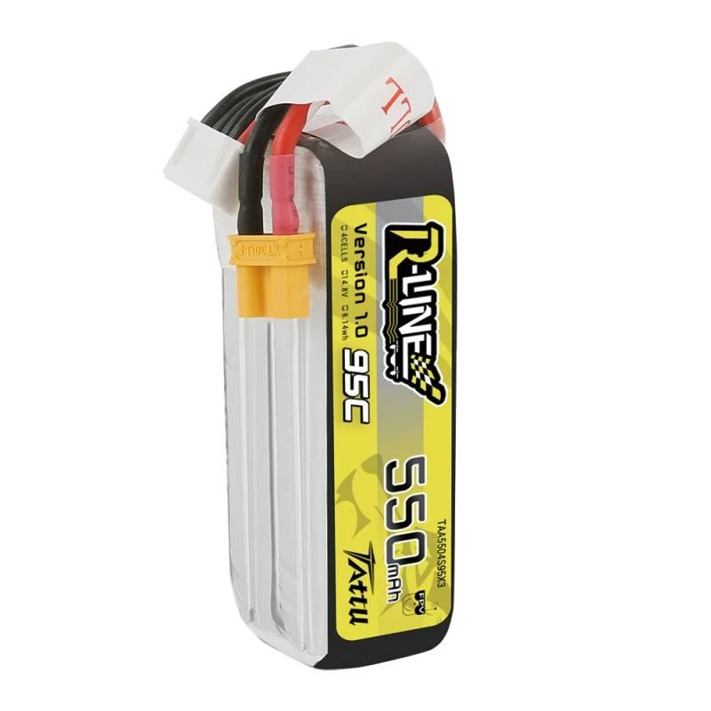 Aku Tattu R-Line 550mAh 14.8V 95C 4S1P — LiPo pakett RC-mudelitele