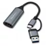 USB-C USB-A ja HDMI 4K 30Hz adapter QOLTEC alumiiniumkorpuses