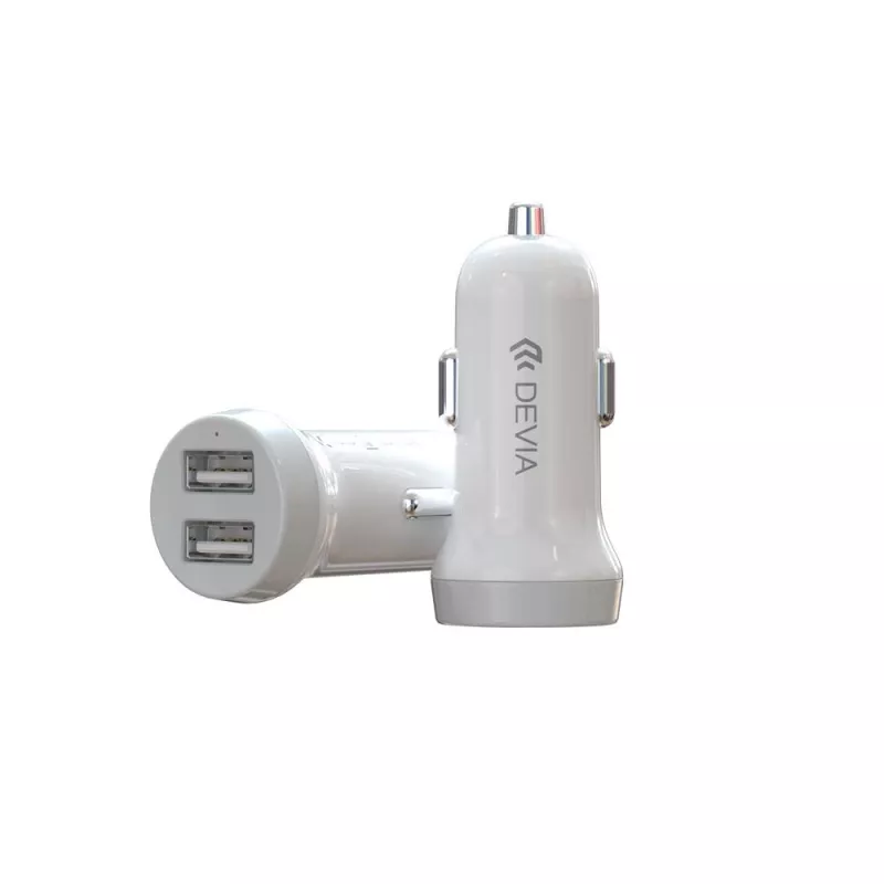 Auto laadija Devia Smart Series Lightning 5V 3.1A kahe USB-ga valge
