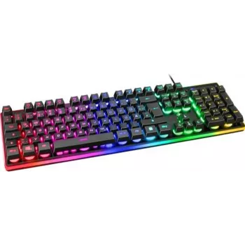 Deltaco Gaming GAM-021-RGB-DE juhtmega USB-mänguklaviatuur, ergonoomiline, taustvalgustusega, saksa QWERTZ, must (GAM-021-RGB-DE)