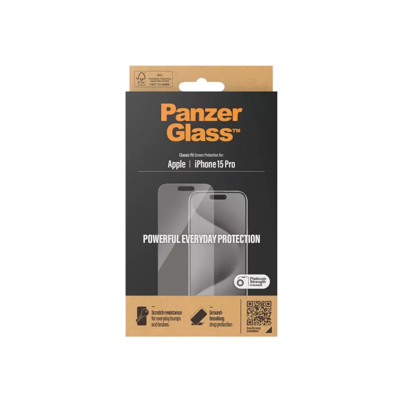 PanzerGlass® Ekraanikaitse iPhone 15 Pro | Classic Fit