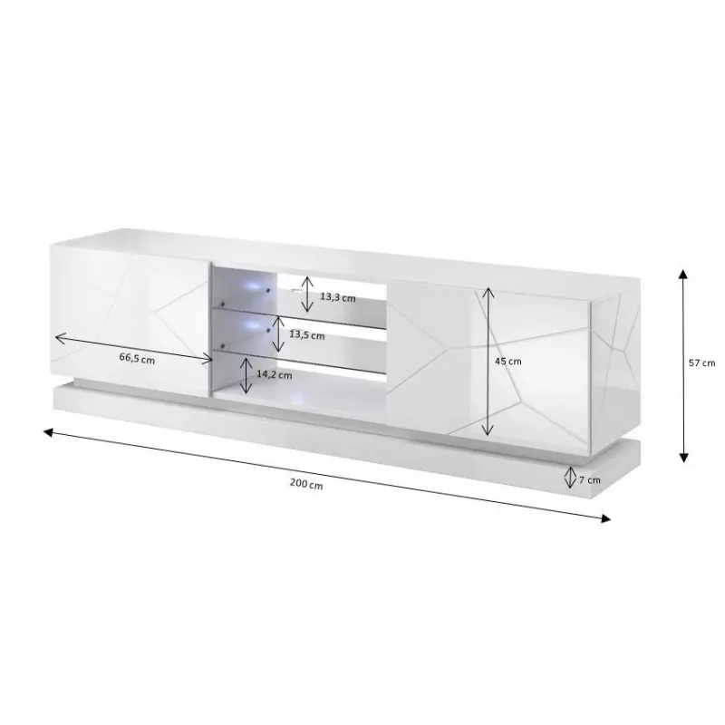 Cama TV-kapp QIU 200 MDF valge läikiv/valge läikiv