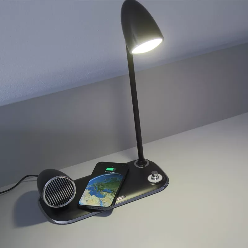Lauavalgusti Tellur TLL151361 juhtmevaba Qi-laadija ja Bluetooth-kõlariga, reguleeritav valgustus