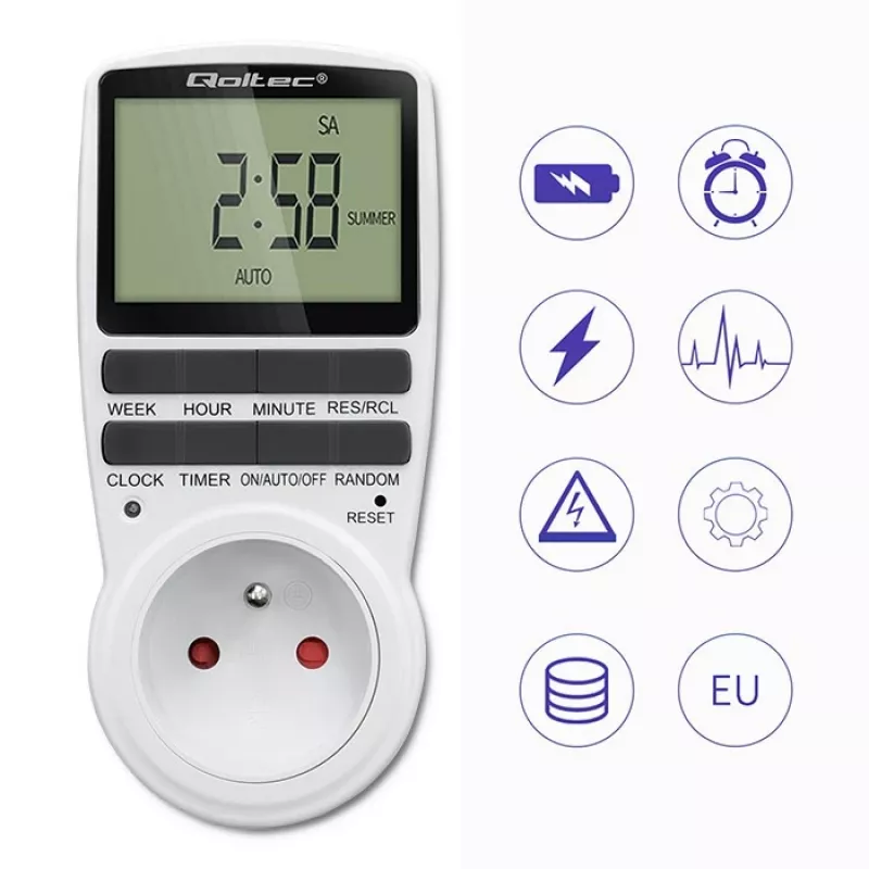 Elektrooniline taimer QOLTEC PC0628 LCD-ekraaniga, 24-tunnine tagasiloendus
