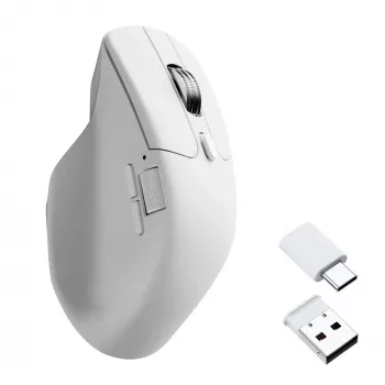 Juhtmevaba optiline hiir Keychron M6S-B72 — Paremakäeline, 12000 DPI, RF juhtmevaba + Bluetooth + USB-C, Valge
