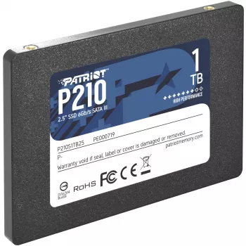 2.5-tolline SATA III SSD PATRIOT P210 1 TB — 500 MB/s lugemine, 400 MB/s kirjutamine, 7 mm kõrgus