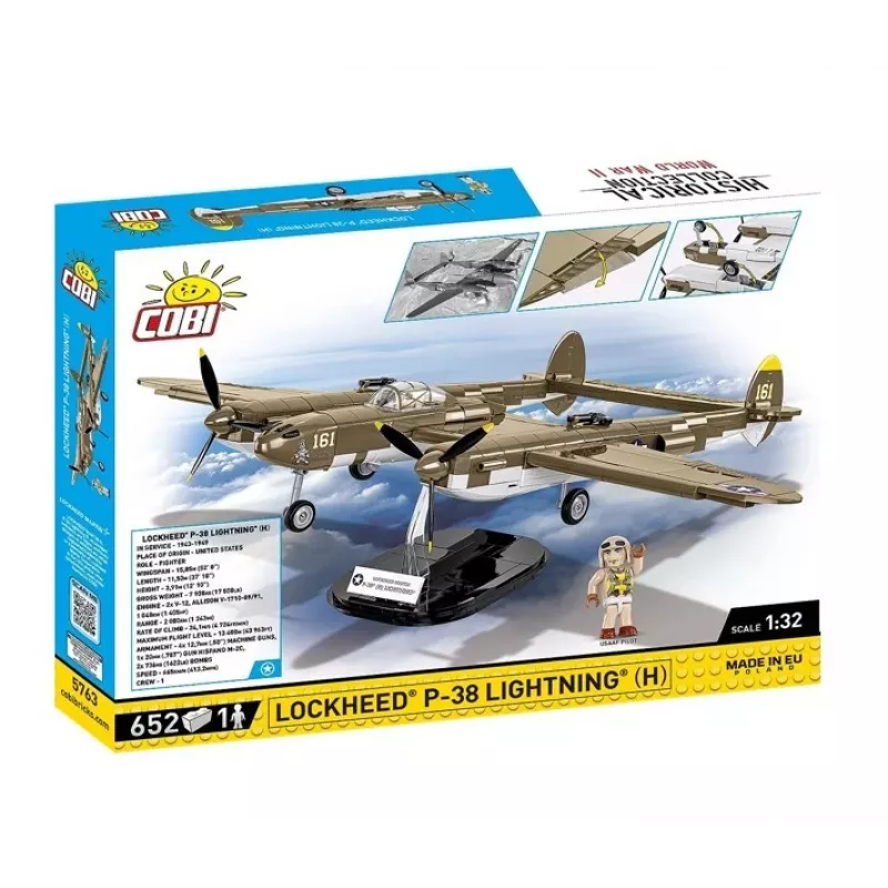 Cobi ehitusklotsid Lockheed P-38H Lightning komplekt 5763 — mudelikomplekt, kogutav lennukimudel