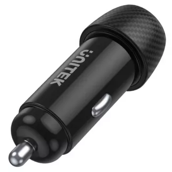 Autolaadija Unitek P1400A USB-C ja USB-A-ga, 38 W, Quick Charge 3.0, sisend 12–24 V, must