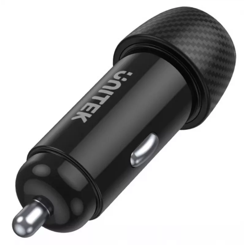 Autolaadija Unitek P1400A USB-C ja USB-A-ga, 38 W, Quick Charge 3.0, sisend 12–24 V, must