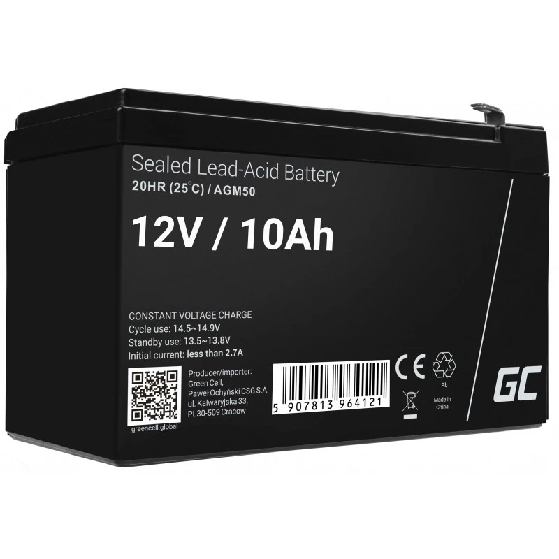 UPS aku roheline Cell AGM50 12 V 10 Ah VRLA AGM, 65×151×95 mm, 2.45 kg, must
