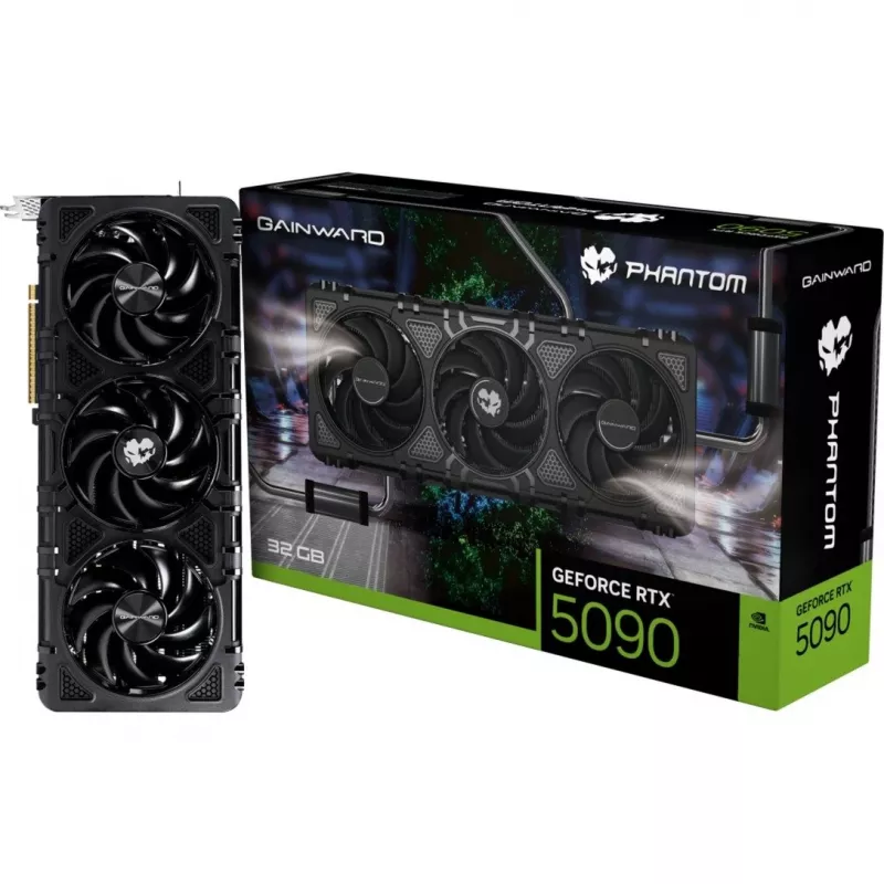 Graafikakaart GAINWARD GeForce RTX 5090 Phantom — 32 GB GDDR7, 512-bitine, PCIe 5.0, 3x DP 2.1b + HDMI 2.1b, 3 ventilaatorit, 331,9 mm