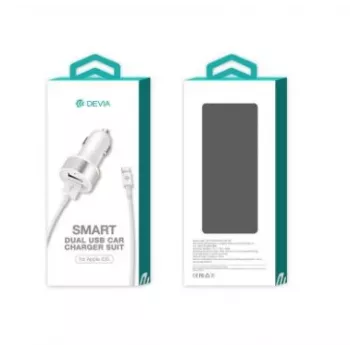 Devia Smart Series kahe USB-ga 2,4A autolaadija integreeritud Lightning-kaabliga